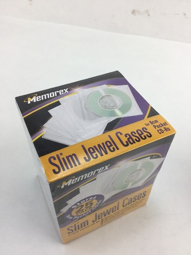 New 25 Pack Memorex Slim Pocket CD-R Cases 8cm Clear Storage New in Package