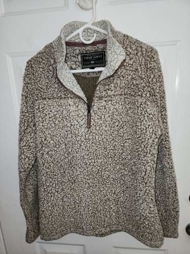 Womens True Grit Gray Sherpa Fleece 1/4 Zip Frosty Tip Pullover Jacket Sz XS