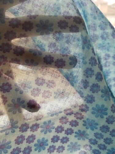 Vintage Concord Fabric Semi Sheer Blue Lavendar Flowers