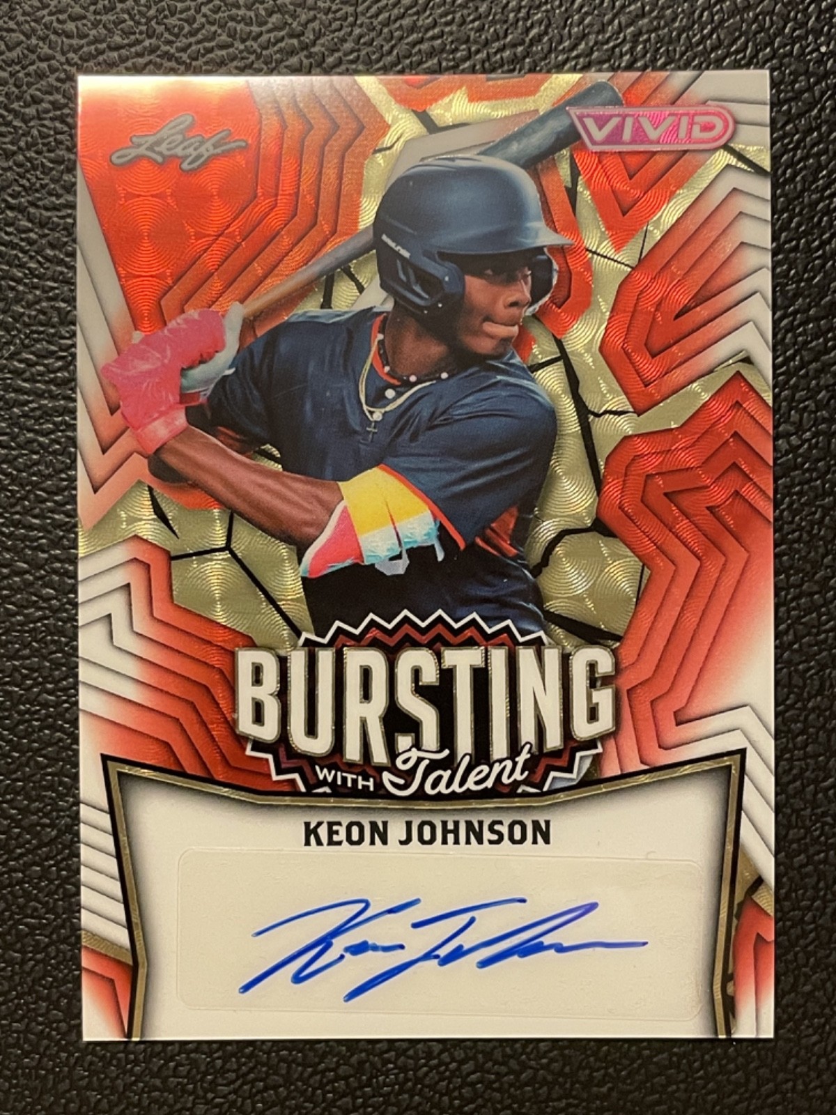 2025 Leaf Vivid Red Flood Super Prismatic Gold Talent Keon Johnson 1/1 Auto