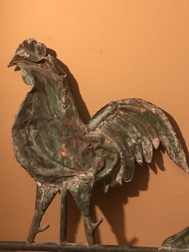 Antique Small 12”Copper Rooster Weathervane Damaged