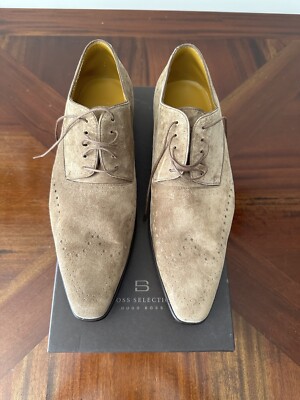 NEW $990 Hugo Boss Selection Brown Suede Men s Shoes US 9 UK 8 EU 42 Loafers