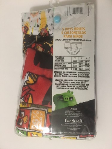 BOY'S BRIEFS UNDERWEAR ANGRY BIRDS 5 PACK SIZE 8 NEW