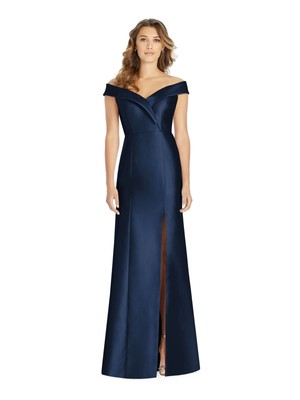 

ALFRED ANGELO Женское темно-синее платье до бедра с высоким разрезом на подкладке и коротким рукавом, Navy