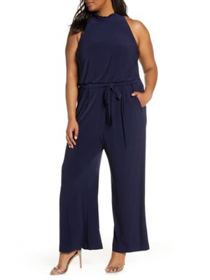 

VINCE CAMUTO Женский темно-синий комбинезон без рукавов с воротником и широкими штанинами Плюс Размер, Navy