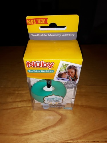 Nuby Teething Trends Teething Necklace Teethable Mommy jewelry.  Color turqoiuse