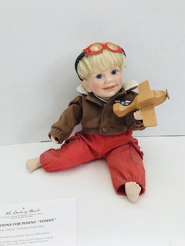 Danbury Mint Porcelain Doll Tommy Elke Hutchens Little Boy Pilot Wood Plane 1992