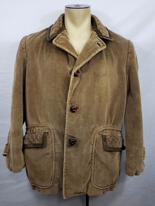 Vtg Mens Cortefiel Spain brown button-up corduroy jacket coat size 42 ...