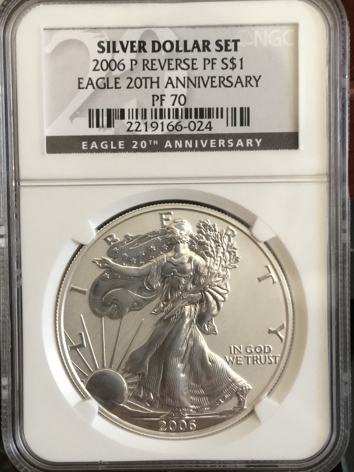 2006 P Reverse Proof American Silver Eagle 20th Anniversary PF 70 - Black Label