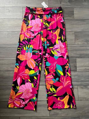 TRINA TURK SOLAR FLORAL COVER UP SWIM PANTS, MULTI-COLORED, NWT $162