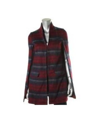 

KIIND OF Женская красная шерстяная накидка в клетку, зимняя куртка, пальто, Красный, WJKO980-DWMP
