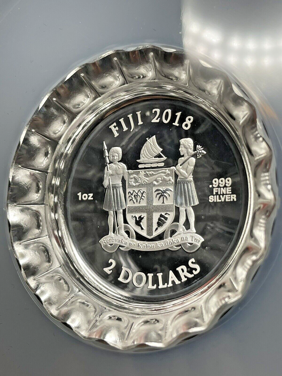 Fiji 2018 $2 1 oz silver coca cola bottle cap coin PF 70 FDOI