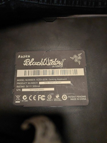 RAZER BLACKWIDOW ULTIMATE STEALTH MECHANICAL GAMING KEYBOARD RZ03-0038 TESTED