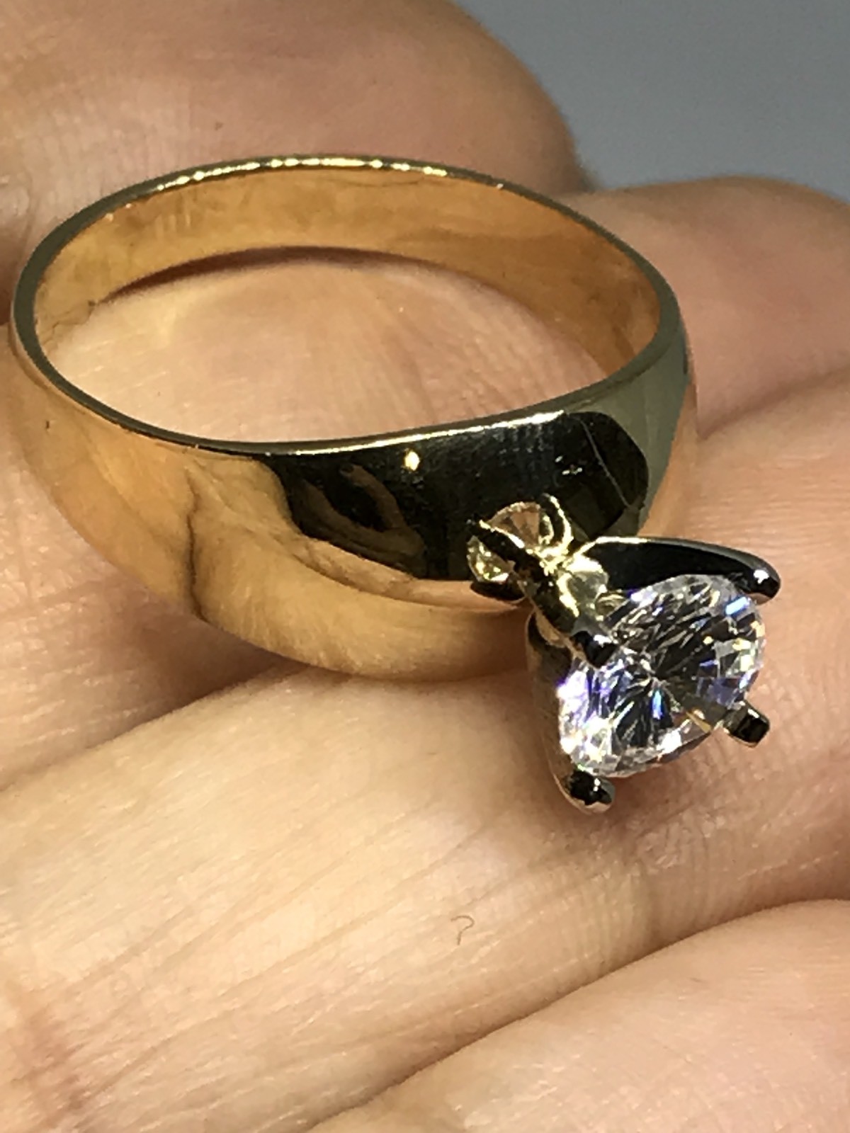 Pre-owned Handmade Gold 14k Ring 1 Carat Round Cz Engagement Solid Fine Jewelry Her 7 5 6 8 9 In Yellow
