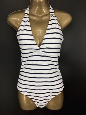 MELISSA ODABASH WOMENS RIMINI STRIPED HALTERNECK SWIMSUIT UK 14 RRP £294 IB