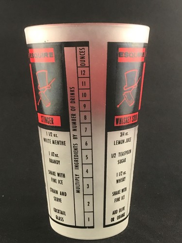 Federal Cocktail Mixing Glass Printed Drink Recipes Bar Ware