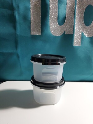 Tupperware Modular Mates Round #1 Container Set of 2 Rounds Black Seal 200ml 