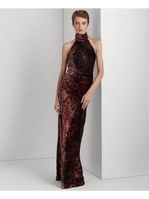 

LAUREN RALPH LAUREN Женское платье с бордовой подкладкой и застежкой на пуговицы, Maroon