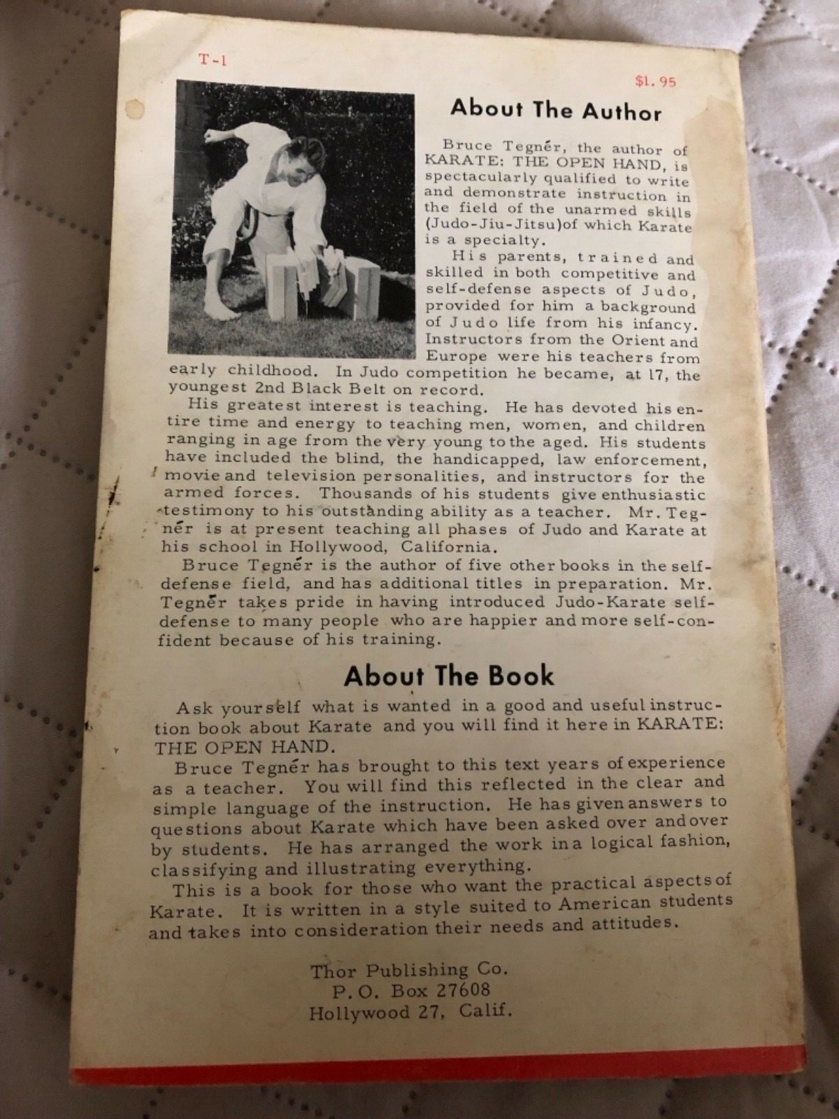 Karate: the open hand and foot fighting 1961 revised ed  Bruce Tegner signed??