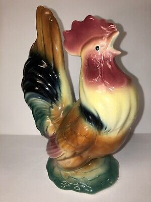 Vintage Royal Copley Pottery Ceramic Rooster Figurine USA 8-1/4'' Tall