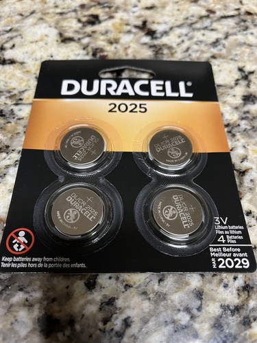 4 pk Duracell CR2025 3V Lithium Coin Battery, 4 Count Pack. 