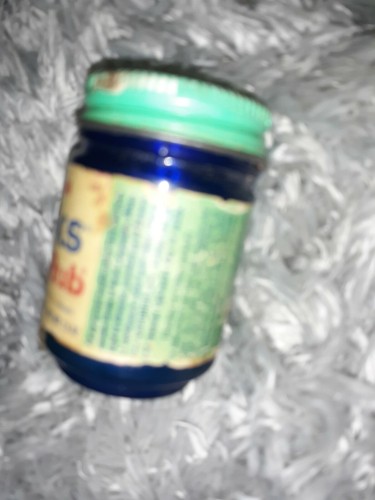 Vintage Medicine Blue Glass Bottle 5.8oz Vicks VapoRub Advertising