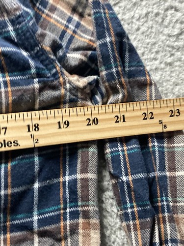 American Eagle Flannel Shirt Mens Size Small Beige Blue Plaid Long Sleeve Casual