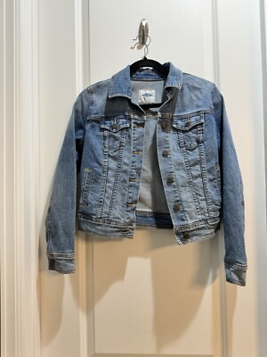 Old Navy Blue DENIM JEAN JACKET XS Petite Armpit To Armpit 18  Length 20 