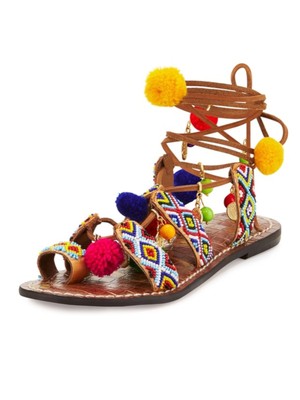 

SAM EDELMAN Женские коричневые кожаные сандалии-гладиаторы Lisabeth с круглым носком, Коричневый, E3426S1