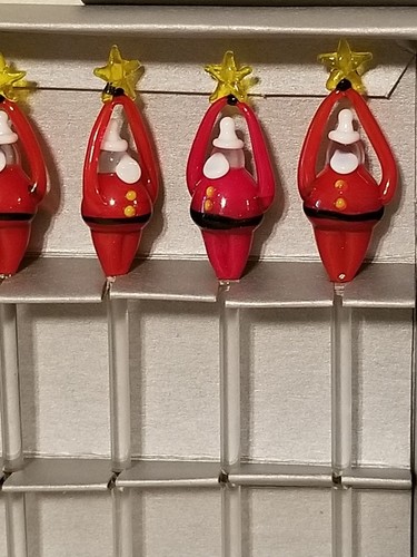 Pottery Barn Santa Picks Set Of 8 2 Boxes Glass Christmas Cocktails