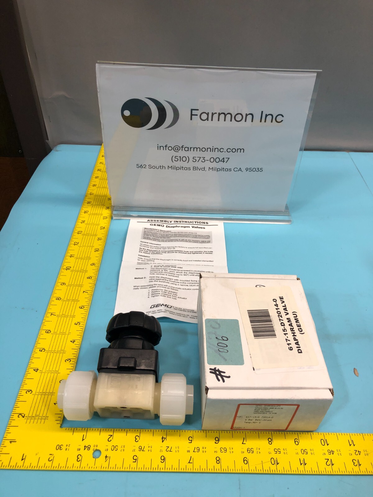 Gemu 617/15/D Diaphrag Valve, 72014-0, 617-15-D72014-0, 152460