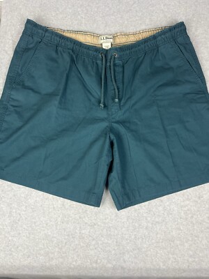 LL Bean Dock Shorts Mens 2XL Green Classic Fit Cotton Drawstring