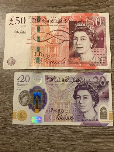 Great Britain 50 + 20 pound Banknotes. 2 England Cir Notes