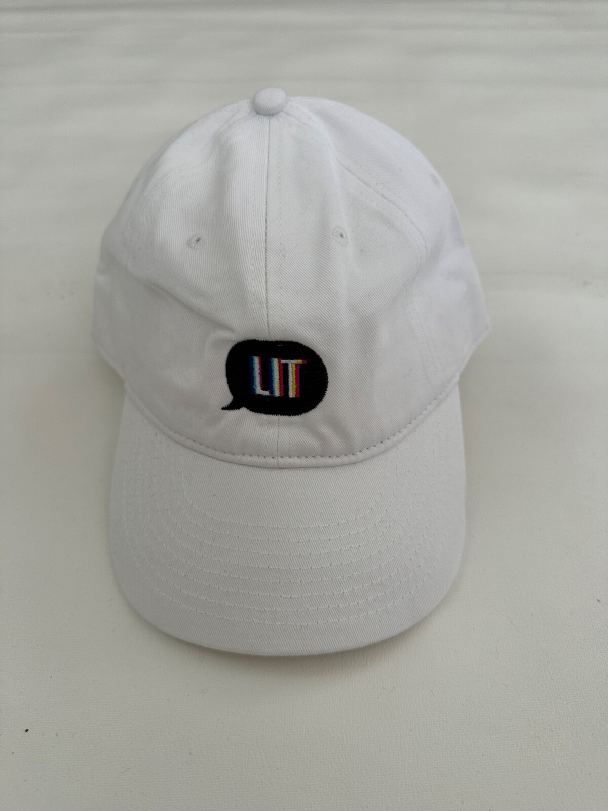 Kimoji Lit Logo Embroidered Graphic White Baseball Hat One