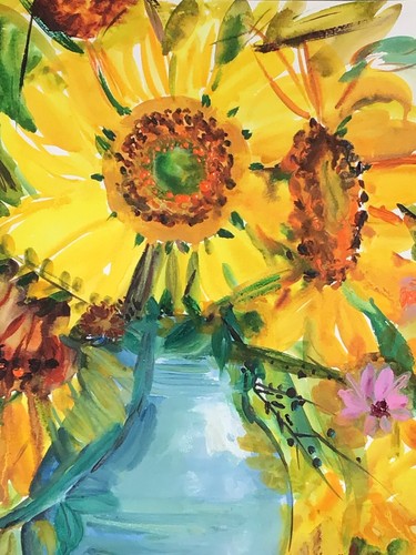 Sunflowers Bouquet 3.Original Watercolor Painting