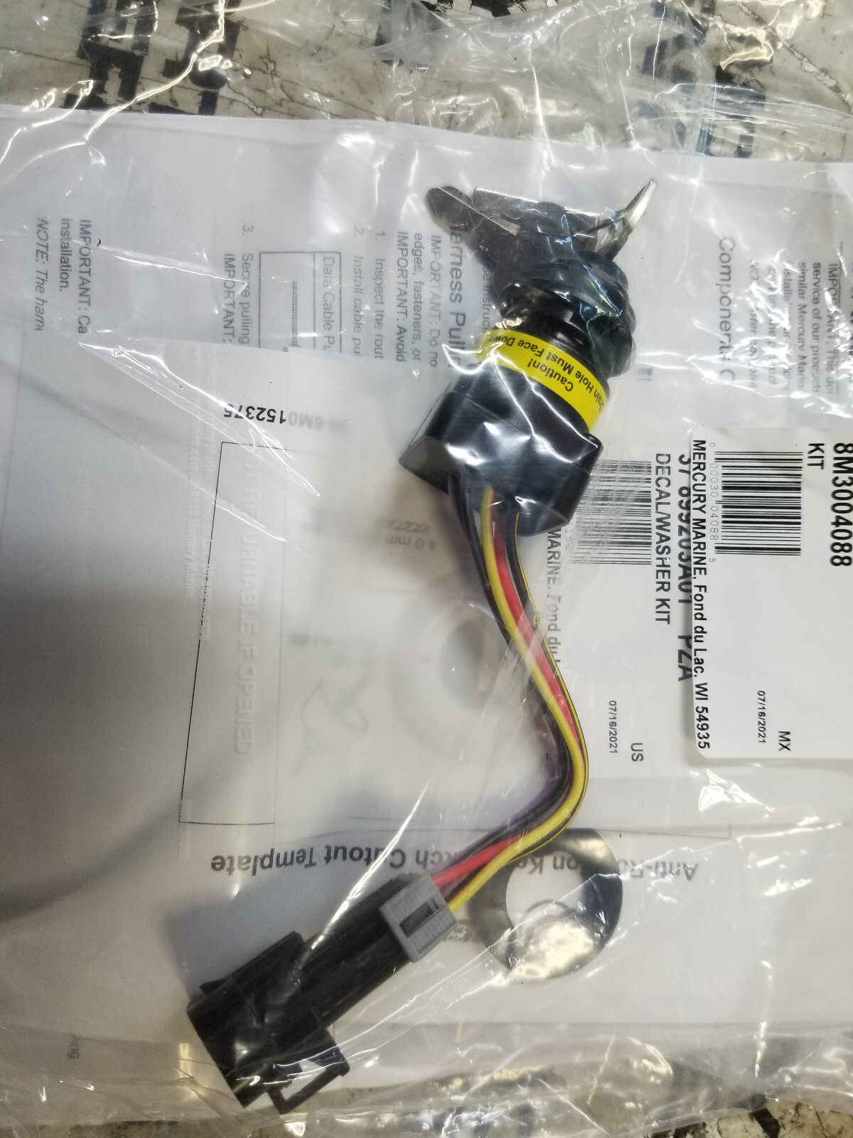 Mercury Mercruiser Quicksilver 84-896537K15 Harness/Key SwItch 896537K15 - Picture 11 of 12