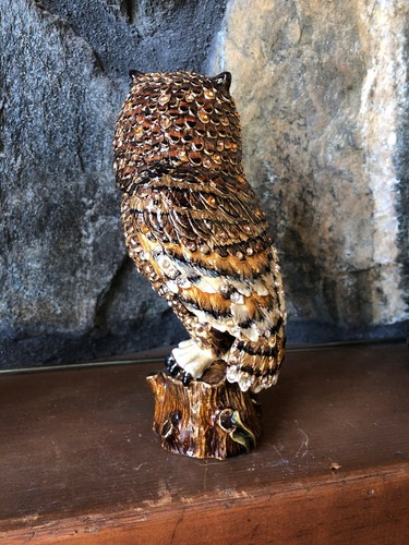 JAY STRONGWATER MILO OWL FIGURINE, NATURAL FINISH