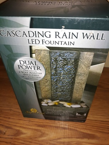 Cascading Rain Wall LED Tabletop Water Fountain with Adapter included