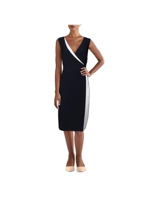 

Женское коктейльное платье темно-синего цвета RALPH LAUREN с вырезом на молнии и вырезом Petites, Navy