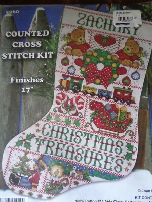 DESIGN WORKS 17'' CROSS STITCH STOCKING KIT CHRISTMAS TREASURES #5960 NEW OPENED