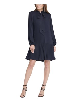 

DKNY Женское темно-синее платье прямого кроя с завязками и длинными рукавами на подкладке с разрезом Petites, Navy