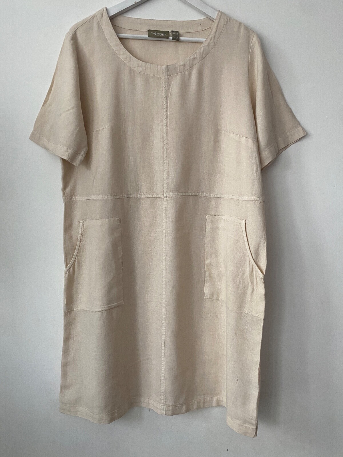 naturals d&co. Linen Blend Tee Dress With Pockets S, M Blue, Beige, Khaki & Turq - Picture 5 of 12