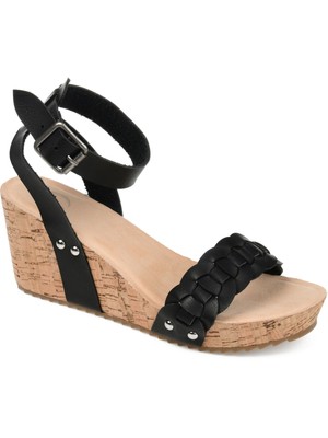 

JOURNEE COLLECTION Женские черные босоножки на танкетке с пряжкой 6,5, Черный, BRYNKLEE-SANDAL
