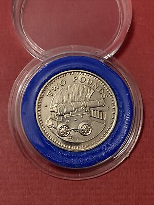 1988 GIBRALTAR CANNON £2 TWO POUND COIN UNCIRCULATED In Capsule