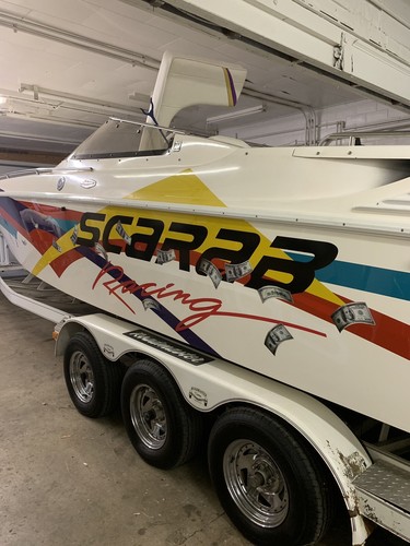 1993 Wellcraft Scarab custom engine hatch with twin scoops