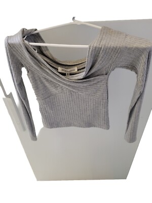 BCBG generation XS crop top gray slim fit long sleeves women