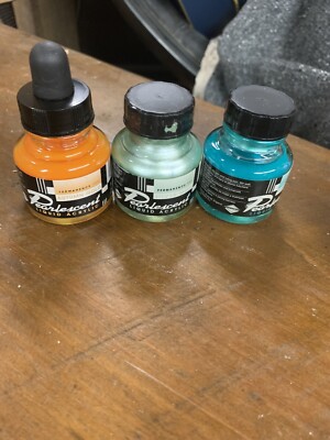 DALER ROWNEY LIQUID ACRYLIC, PEARLESCENT, Lot Of 3 COLOURS