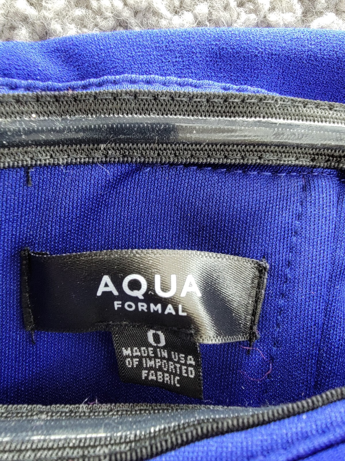 AQUA Formal Off-the-Shoulder Scuba Crepe Gown Women's 0 Marine Back Zip Closure - Picture 8 of 15