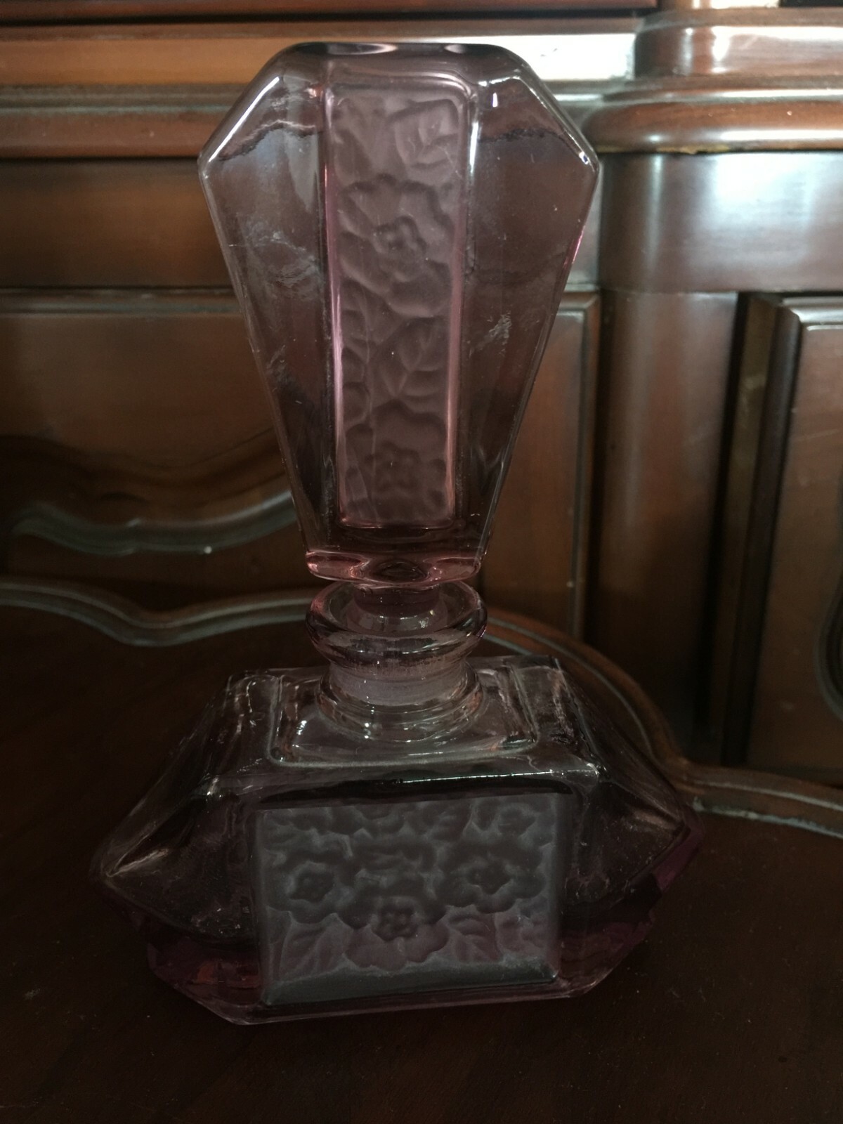 Vintage Art Deco  Amethyst Glass perfume Bottle 6