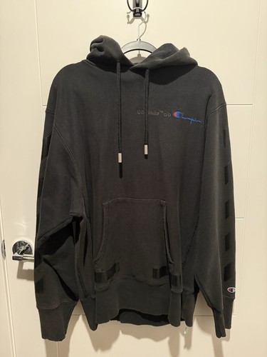 【OFF-WHITE】CHAMPION HOODIE BLACK BLACK OFF-WHITE x Champion Hoodie Black Men's - FW17 - US